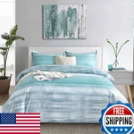 Etdiffe King Comforter Set 3PC Teal Grey Blue Gradient Striped Bedding All Seaso. Fixed Price $96.59.