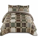 Donna Sharp Pine Patch Quilt Set Queen 92X90 Shams Lodge Bedding Brown & Green. Fixed Price $164.99.