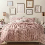 Lauren Conrad Pink Floral Comforter Set - Gathered Texture Twin/twin Xl 4 Pc Bed. Fixed Price $91.88.