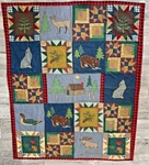 Rustic Lodge Cabin Wildlife Quilt Throw Blanket Bear Moose Duck Wolf 47X57. Fixed Price $31.49.