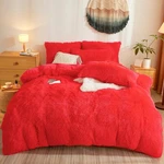 Faux Fur Fluffy Red Comforter Cover Queen Set Plush Bedding 3-.... Fixed Price $64.59.