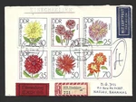 Ddr East Germany 1979 Flowers 6V On Regd Express Cover To Bahamas. Fixed Price $5.00.