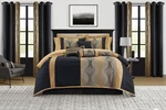 Stratford Park Elegant Black And Gold Comforter Set King Size, STRIPED,15 Pie.... Fixed Price $205.78.