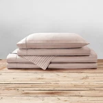 Brielle Home Printed 100% Cotton Percale Sheet Set, Twin, Spice Pinstripe. Fixed Price $37.99.