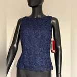 Js Collections Elegant Navy Blue Lace Sleeveless Top Embroidered Nwt Size 6. Fixed Price $25.00.