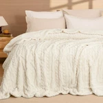 Phf Fluffy Sherpa Blanket King, Warm Soft 510GSM 3D Jacquard Winter. Fixed Price $77.11.