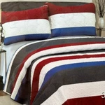 Hotel At Home King 3PC Quilt Set Red White And Blue Stripes. Fixed Price $70.00.