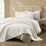 Wonderful Natural Linen Cotton - Wavy Box Stitched White King Quilt, 100%. Fixed Price $78.17.