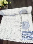 Block Print Blue White Queen Kantha Bedspread Handmade Quilt Throw Blanket. Fixed Price $95.92.