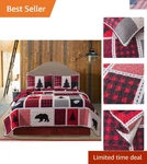 Into The Woods King Bedding Set: Quilt & 2 Shams - Rustic Buffalo Plaid Charm. Fixed Price $48.99.