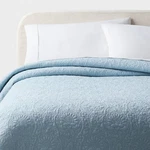 Full/queen Heirloom Floral Stitch Quilt Light Blue - Threshold. Fixed Price $37.99.