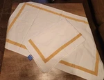 2 Impressions By Luxor White King Pillow Shams Golden Stripe Border 100% Cotton. Fixed Price $39.00.