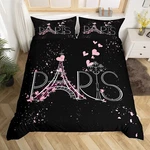 Paris Comforter Cover Set King Size Eiffel Tower Bedding Kids Girls Black.... Fixed Price $23.60.