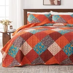Qucover Queen Quilt Bedding Set, 3 Piece Multicolour Patchwork Print Orange B.... Fixed Price $65.19.