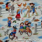 Boneful Fabric Fq Cotton Quilt American Cowgirl Rope Horse Cat Dog Farm Chicken. Fixed Price $9.25.