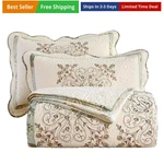3 Piece Farmhouse Patchwork Quilt Set Oversized Queen, Elegant Floral Embroid.... Fixed Price $210.55.
