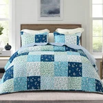 Whale Flotilla Reversible Patchwork Quilts Full Queen Size, Lightweight Boho. Fixed Price $46.69.