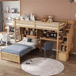 Twin Loft Bunk Bed With Desk & Storage, No Box Spring Needed, Natural. Fixed Price $1316.99.