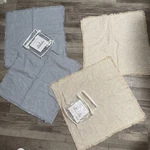 Foindtower Set Of 4 Beige + Blue Decor Linen Pillow Cover Fringe X22. Fixed Price $29.99.