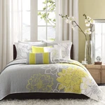 Madison Park Lola 100% Cotton Quilt Set-casual Floral Channel Stitching A, Queen. Fixed Price $163.99.