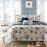 Madison Park Quilt Set Cottage Coastal Design, Starfish Print - All Season, Cove. Fixed Price $114.51.