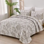 Wongs Bedding Queen Khaki Botanical Toile Floral Microfiber Quilt Set 3-PIECE. Fixed Price $53.98.