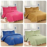 Nena 3PC Heavy Quilt Set Butterfly Gold Stitching Reversible Bedspread. Fixed Price $49.00.
