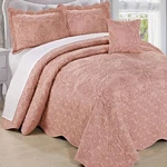 Serenta Damask Embroidered 4 Piece Bed Spread Set. Fixed Price $148.00.