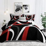 Weesire Black And Red Bedding Quilt Queen Size 2 Shams Modern Stripe Comforter. Fixed Price $77.57.