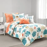 Lush Decor Coastal Reef Feather Reversible Quilt Set, 5 Piece Twin/ Twin.... Fixed Price $128.97.