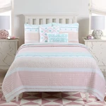 Olivia Light Pink Blue Girl Cotton Quilt Set, Bedspread, Coverlet. Fixed Price $75.99.