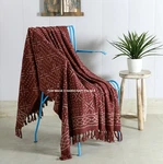 Brown Hand Block Printed Throw Blanket Bohemian Mud Cloth Indian Sofa Bed. Fixed Price $49.99.