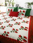 Hand Applique Carolina Lily - Finished Quilt Queen, Elegant Border. Fixed Price $378.99.