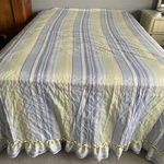 Vintage Dolly Madison Blue Multi Color Gingham Striped Bedspread Queen-king. Fixed Price $36.00.