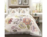 Aster Quilt 3-PIECE Reversible Bedding Set, Flower Pattern, Coral/navy, Full/.... Fixed Price $88.84.