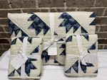 Pottery Barn Lucia Patterned Quilt King / Cali + 2 Shams Patchwork Blue New Set. Fixed Price $367.77.