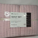 Kasentex Quilt Set King Pink New Soft Cozy Pick Stitch Bedding 3PC Oeko-tex. Fixed Price $60.00.