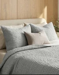 Quince European Linen Cotton Stitch Quilt Set Full Queen Mist Msrp $189.90 Nwot. Fixed Price $119.00.