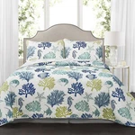 Coastal Reef Reversible Quilt Set 7 Piece King Navy & Blue Tropical Beach. Fixed Price $80.01.