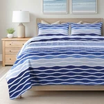 Slpr Blue Wave 2-PIECE Quilt Set Twin Size With 1 Sham, Coastal Beach House. Fixed Price $81.57.