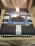 Retro Chic Scalloped Three-piece Quilt Set Full / Queen Gray And White. Fixed Price $72.00.