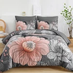 Xruibed Queen Comforter Set 7 Pieces Grey Floral Size In. Fixed Price $66.10.