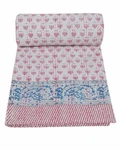 Indian Handmade Cotton Kantha Quilt Block Print Bedspread Reversible Blanket. Fixed Price $62.06.