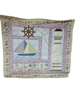 Handmade Patch Nautical Quilt Hanging Sailboats Lighthouse. Fixed Price $60.00.
