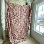 Bedspread Daybed Coverlet Pink Floral Design Printed Linen Fabri. Fixed Price $420.00.