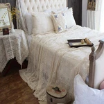Abreeze Vintage Cotton Bedding Set Hand Crochet Bedspread Hook Floral Beige. Fixed Price $153.88.