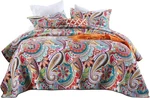 Qucover Cotton Quilt Set, Queen Size, Multicolor Paisley, Boho Style, Soft. Fixed Price $127.93.