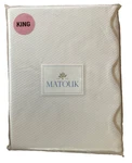 Matouk Lanai Pique King Coverlet White With Tan Scalloped Trim 064NM Made Usa. Fixed Price $250.00.