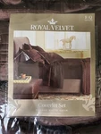 Royal Velvet Full/queen Chocolate Coverlet Set Square Matte Satin W/ 2 Shams New. Fixed Price $149.99.