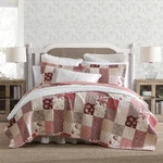 Laura Ashley Cotton Quilt & Sham Sets (celipatchwork-cranberry/biscuit). Fixed Price $99.99.